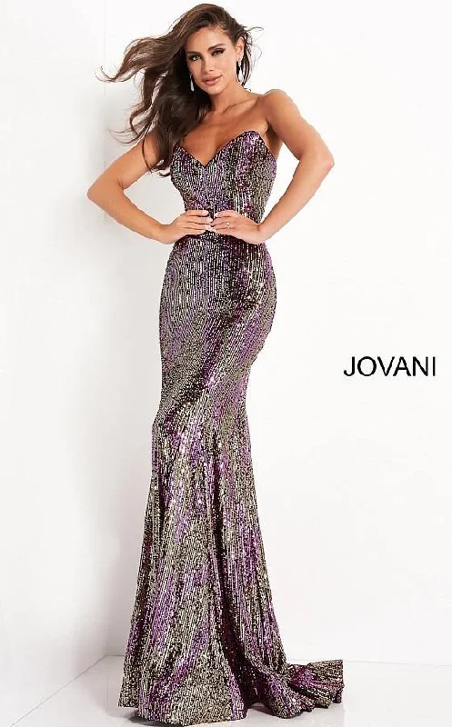 Fashion Essentials Jovani 04155 Long Strapless Sequin Prom Dress