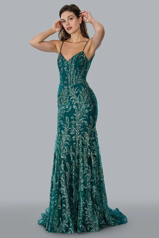 Dive Into Trendy Styles Stella Couture 23121 Spaghetti Strap Long Evening Gown