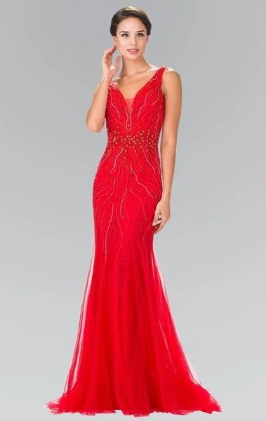 Exclusive Discounts Elizabeth K Sleeveless V-Neck Mermaid Gown GL2344 - 1 pc Red in Size M Available