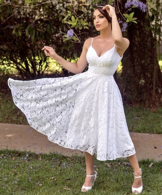 Chic & Modern Sales Elegant A-line V neck wedding reception dresses short lace bridal gown for women prom dresses    cg19663