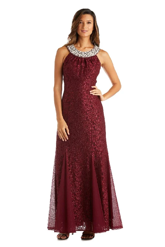 Classic Elegance Sales R&M Richards 8903P Long Formal Halter Petite Dress