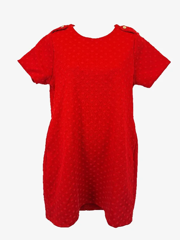 Must Haves French Connection Ruby Red Spotted Shift Mini Dress Size 10