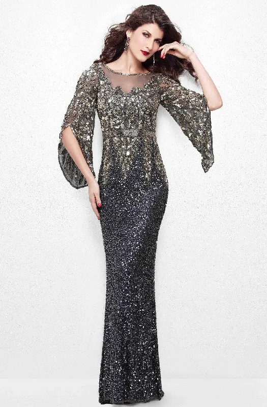 Big Discounts Primavera Couture - Stunning Two-Tone Sequin Embellished Long Gown with Batwing Sleeves 1424