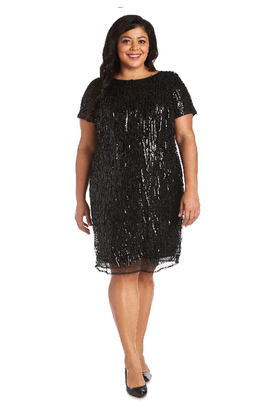 High-End Style Discounts R&M Richards 7071W Short Plus Size Sequins Dress Sale