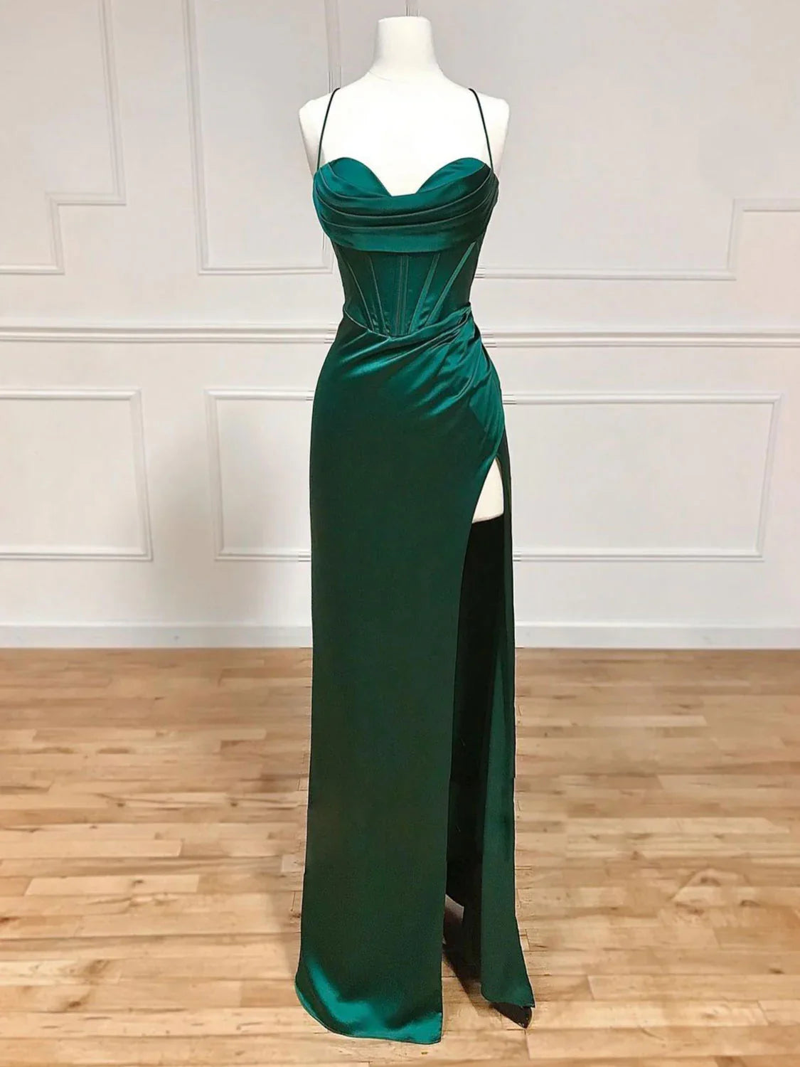 Fashionable Comfort Promotions Floor Length Green Mermaid Formal Wedding Guest Dress With Slit