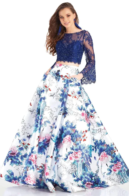 Flash Sale Starts Clarisse Couture - 4977 Two-Piece Lace and Floral Print Evening Dress