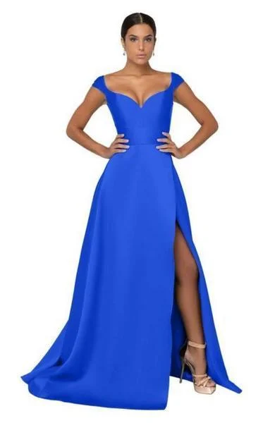 Daily Deals Terani Couture - Deep V-Neck Mock Wrap High Slit Gown 1911P8153