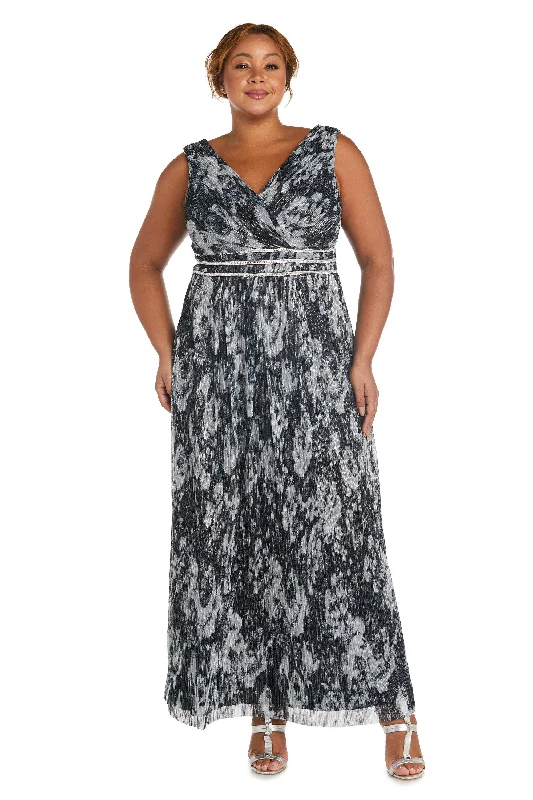 Chic And Edgy R&M Richards 7178W Long Plus Size Metallic Dress