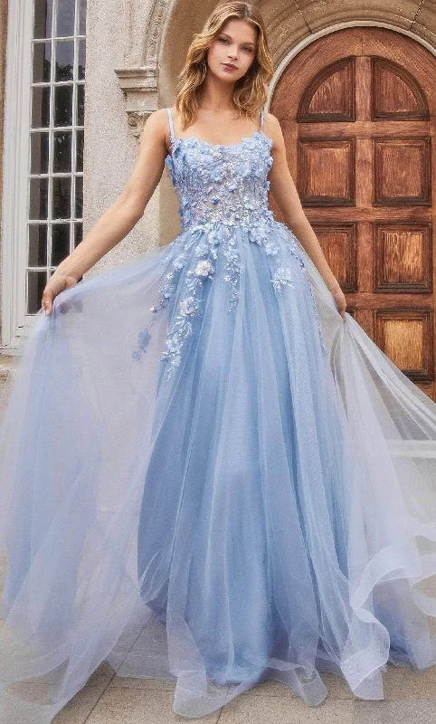 Seasonal Sale Andrea and Leo A1142 - Scoop Floral Appliqued Prom Gown