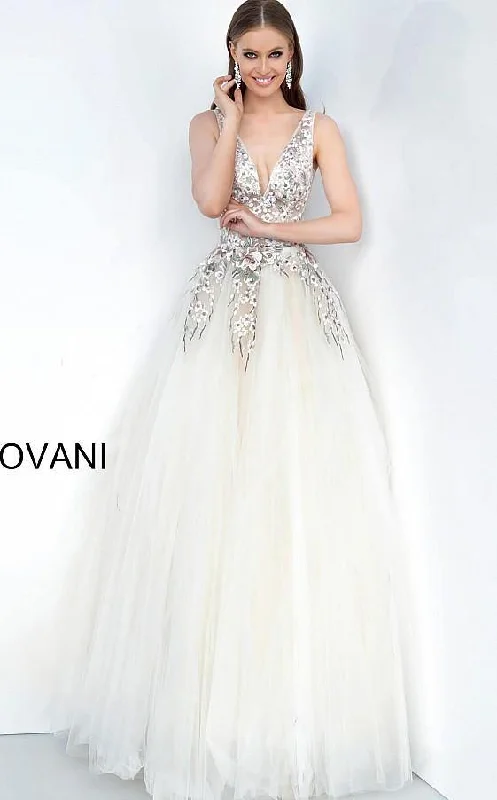 Luxury Casual Deals Jovani 1816 Multi Embellished V Neck Prom Ballgown