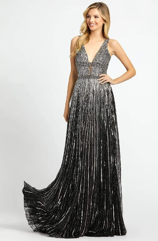 Seize Bargains Mac Duggal - Glimmering Sequin Embellished A-Line Prom Gown 4906M - 1 pc Black / Silver in Size 10 Available