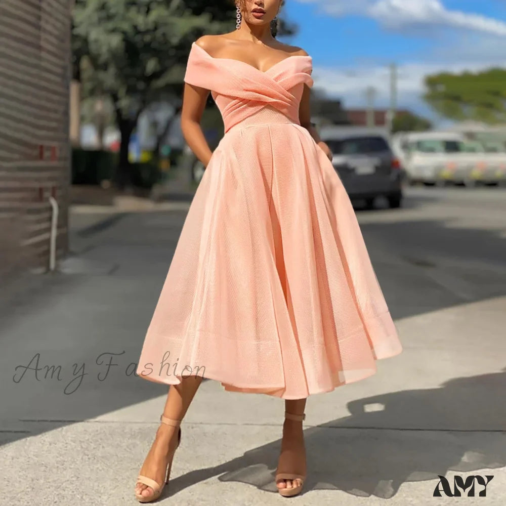 Summer Deals Amy Fashion - Sexy Off Shoulder Wedding Party Elegant Fashion Dress