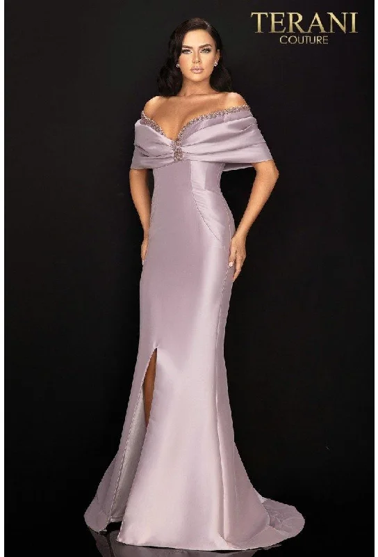 Shop Sale Items Terani Couture 2011M2138 Mikado Off Shoulder Long Formal Gown