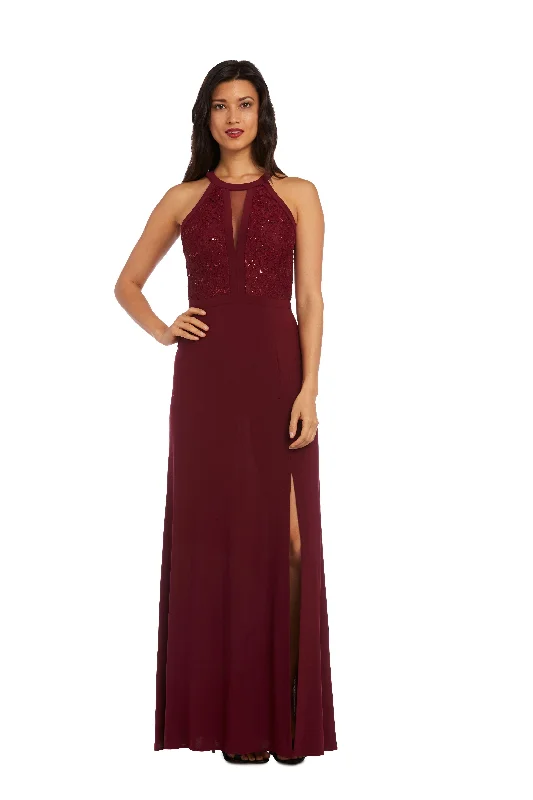 Trendy Street Style Nightway Long Formal Halter Petite Dress 21434P