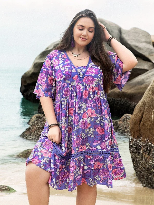 Flash Sale PLUS SIZE Evie Mini Dress - Purple | LAST SIZES