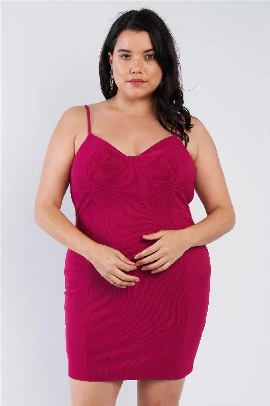 Low Price Special Plus Size Wine Red Spaghetti Strap Mini Dress /2-2-2