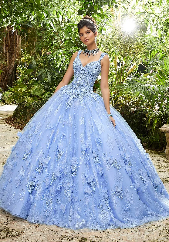 Durable Fashion Picks Vizcaya by Mori Lee - 89250 Floral Applique V-neck Tulle Ballgown