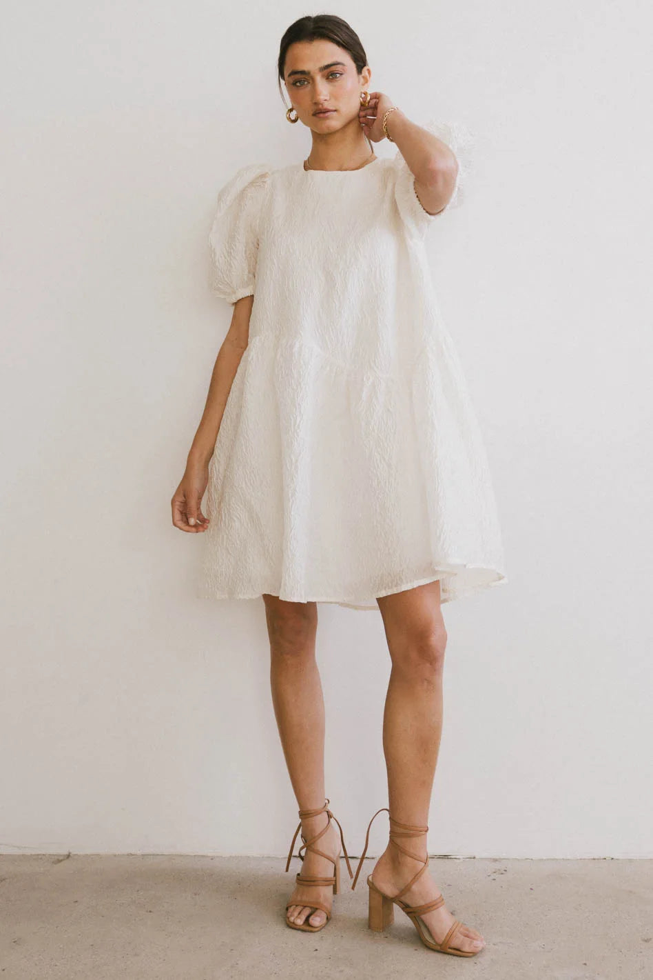 Glamorous Fashion Offers Maison Textured Mini Dress in White