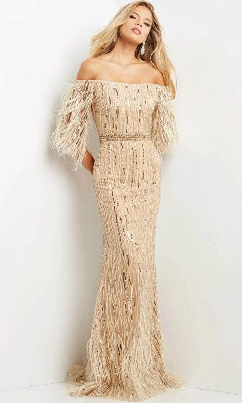 Trendy Fashion Sale Jovani - Quarter Sleeve Sheath Evening Gown 07195SC