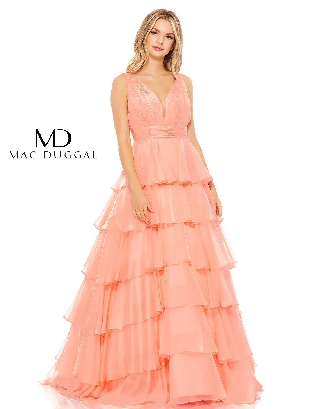 Flash Sales Mac Duggal 67553 Prom Long Sleeveless Tiered Dress