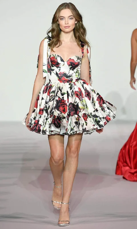 Daring Fashion Promotions Sherri Hill 56344 - Tie Strap Floral Dress