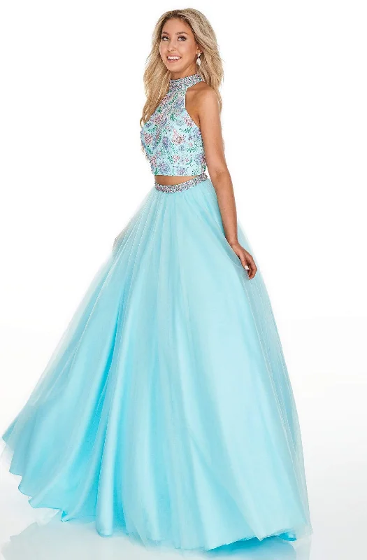 Relaxed Style Deals Rachel Allan Prom - 7066 Floral Two Piece High Halter Ballgown