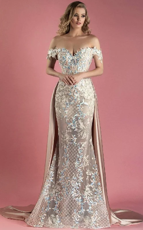 Inspired By You, Designed For You MNM Couture - K3556 Off the Shoulder Applique Gown with Overskirt