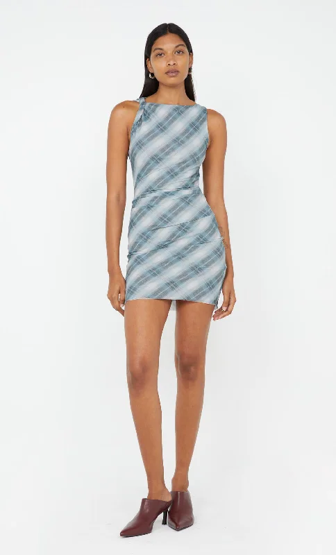 Exclusive Fashion Deals SEANNA ASYM MINI DRESS - STORM CHECK