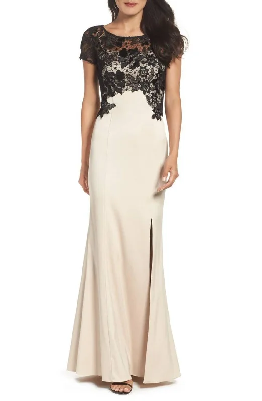 Relaxed Style Adrianna Papell Floral Lace Sheath Dress AP1E201377 - 1 pc Champagne Black In Size 8 Available