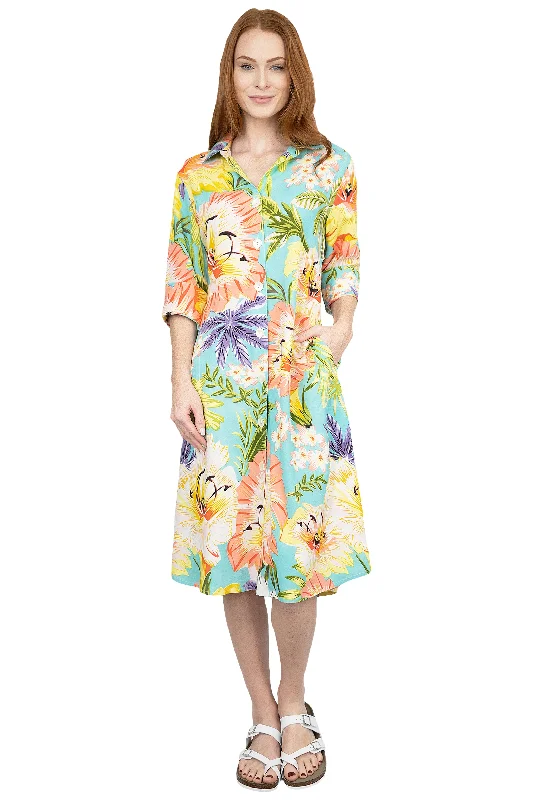 Exclusive Discounts La Cera Tropical Floral Printed Button-Down Shirt Dress