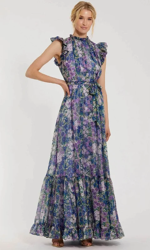 Daily Deals Ieena Duggal 56116 - Printed Floral Design Mock Neck Prom Gown