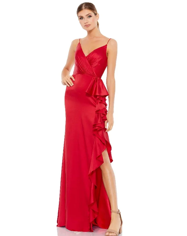 Seasonal Sale Mac Duggal Prom Long Satin Ruffled Dress Sale