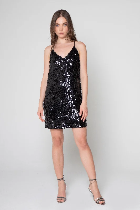 Enjoy Discount Black Sequin Cami Mini Dress