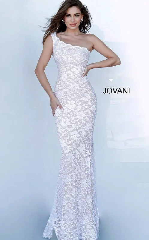 Stylish Deals Jovani 02169 Lace One Shoulder Prom Dress