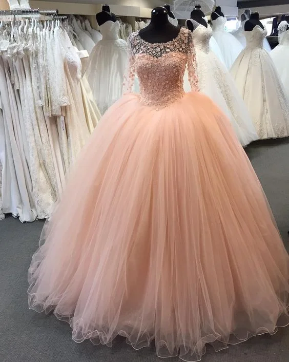 Style Without Limits Fashion Ball Gown Quinceanera Dresses Custom Made Scoop Tulle Wedding Party Gowns Prom Dress     cg14544