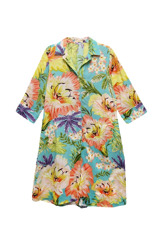 Classic Modern Offers La Cera Tropical Floral Printed Button-Down Shirt Dress - Plus Size