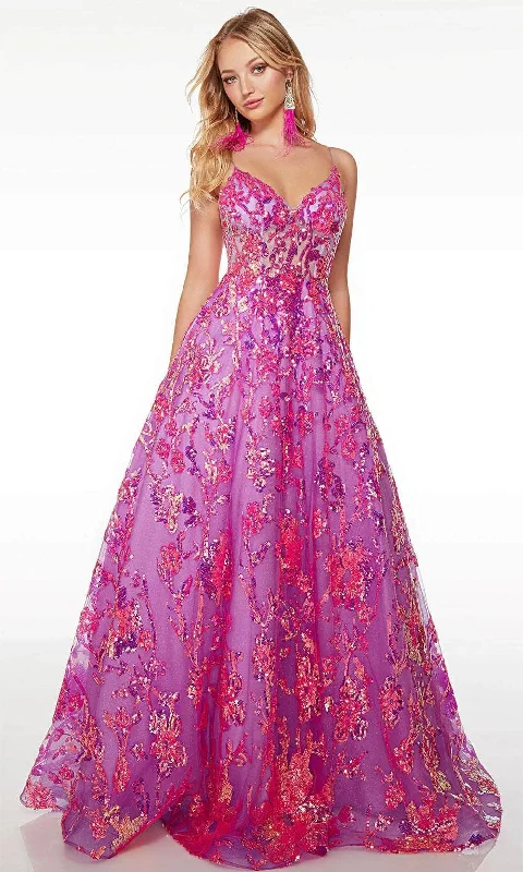 Fresh Styles, Fresh Deals Alyce Paris 61516 - V-Neck Floral Ballgown