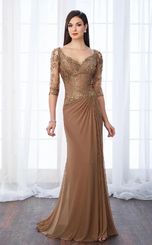 Seasonal Picks Mon Cheri 217646W Classy Lace and Mesh Gown