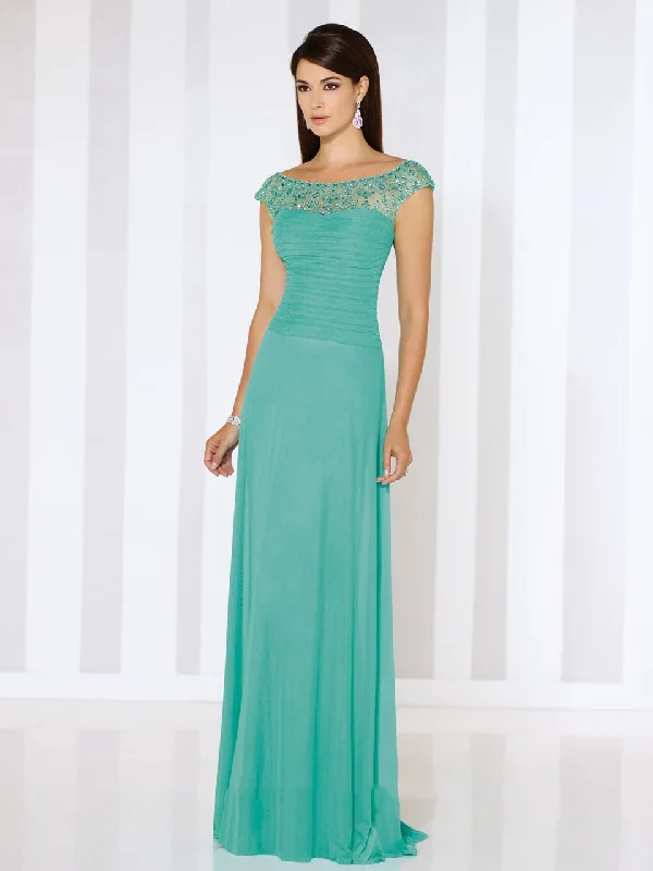 Top Deals Mon Cheri - Beaded Illusion Bateau Pleated Bodice Gown 116662 - 1 pc Jade In Size 4 Available