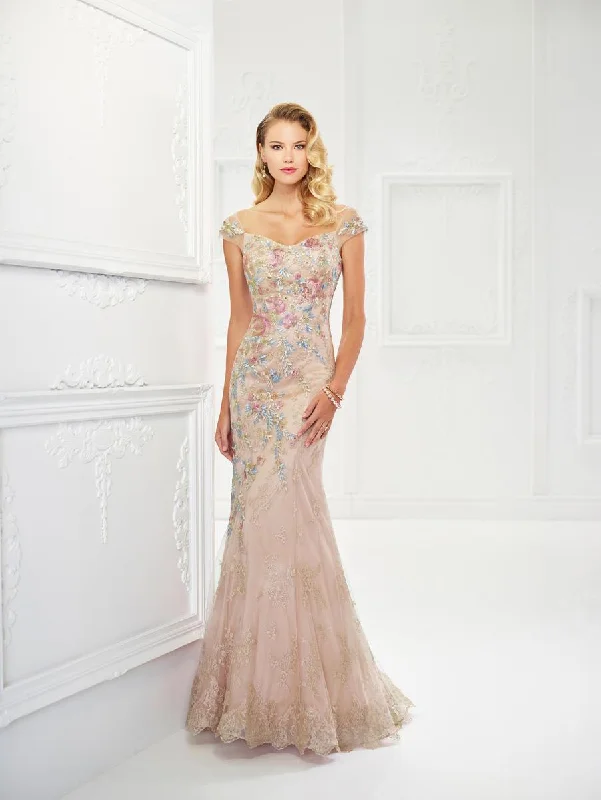 Relaxed Style Deals Montage by Mon Cheri - 118966 Floral Embroidered Lace and Tulle Gown