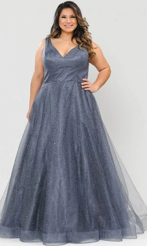 Seasonal Style Discounts Poly USA W1024 - Sleeveless Glittered Semi-Ballgown