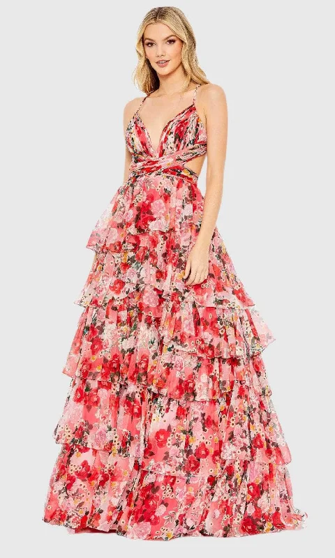 Trendy Threads Mac Duggal A67985 - Floral Print Tiered Evening Dress