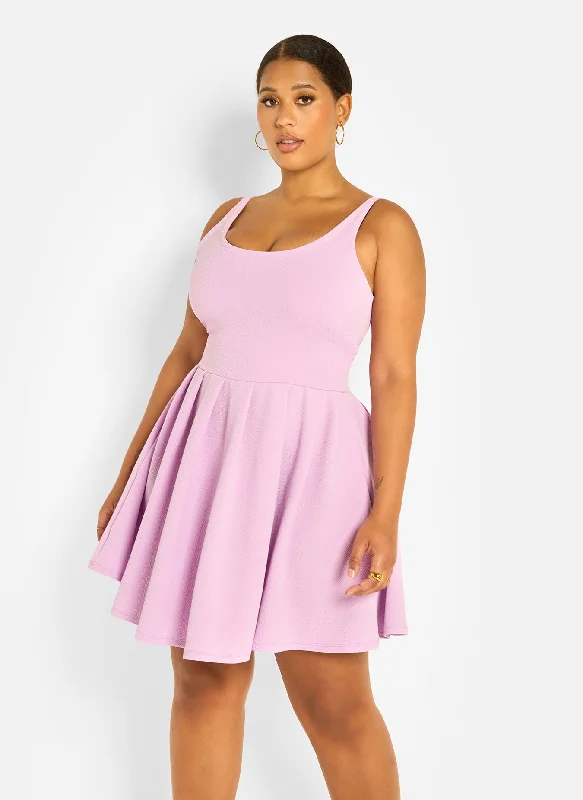 Limited-Time Offer Martie Pleated Skater Mini Dress - Lilac