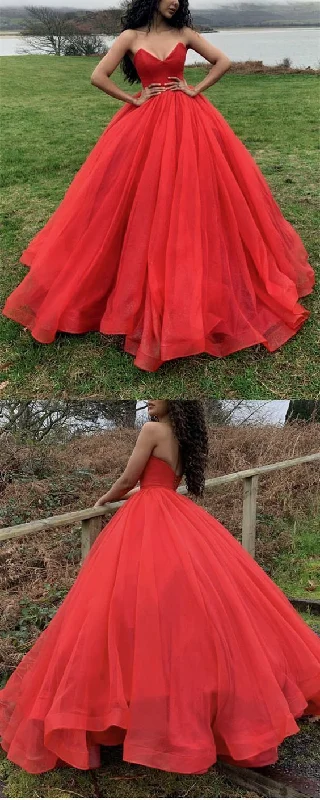 The Good Stuff Prom Dresses Ball Gown, Red Wedding Ball Gown Sleeveless Organza Dresses   cg17457