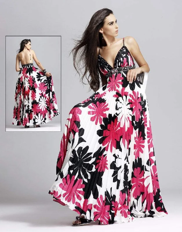 Final Sale Blush by Alexia Designs - Floral Print Accordion Gown 9034