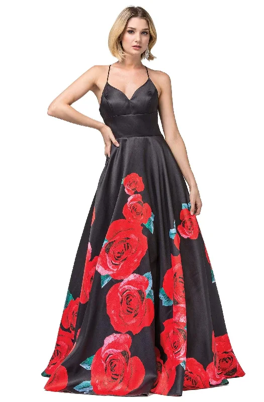 Fashion Forward, Function First Dancing Queen - 2843 Floral V-Neck Pleated Ballgown