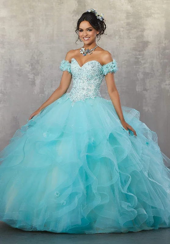 Flirty Fashion Discounts Vizcaya by Mori Lee - 89174 Floral Applique Off-Shoulder Tulle Gown