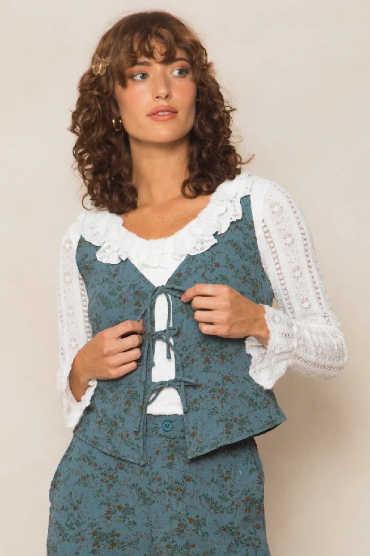 Edgy Fashion Deals Birdie Vest in Blue Floral