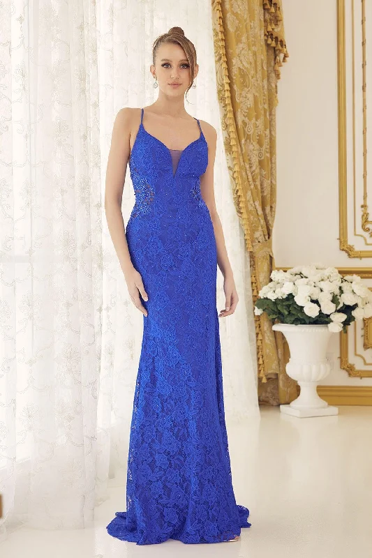 Casual Chic Nox Anabel E1076 Long Spaghetti Strap Lace Prom Gown