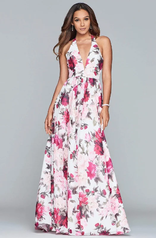 Sophisticated Street Style Offers Faviana - S10278 Floral Halter A-Line Evening Gown